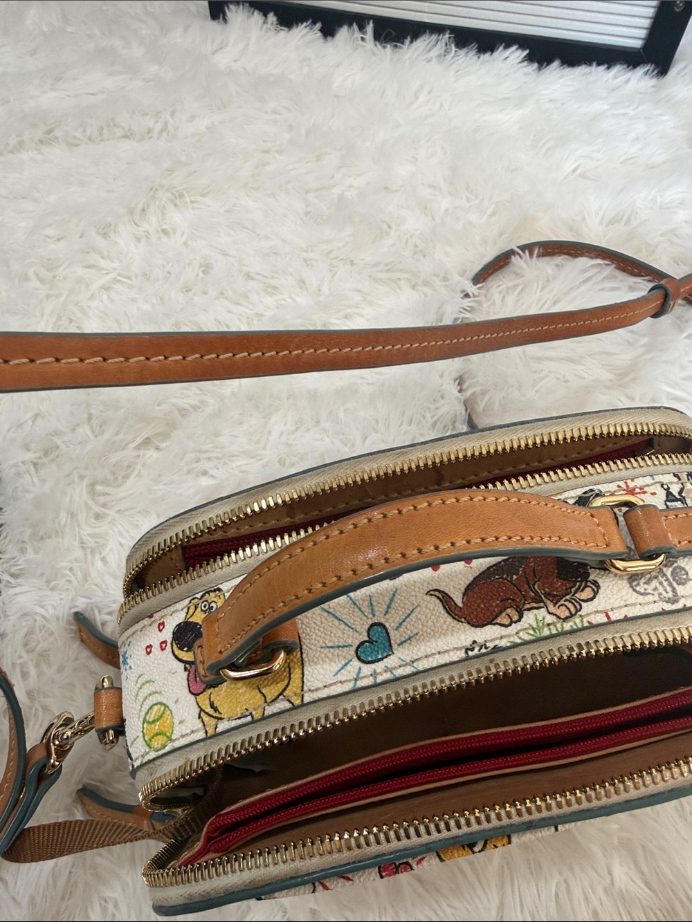 Disney Dooney and Bourke Dogs Paw Prints Sketch Ambler Crossbody Bag - Picture 14 of 16
